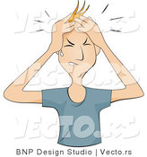 Vector of Man Shedding a Tear and Rubbing His Headache by BNP Design Studio