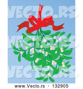 Vector of Mistletoe Bundle Hanging from a Red Bow by Rasmussen Images