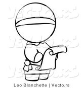 Vector of Monk Reading a Scroll Letter - Coloring Page Outlined Art by Leo Blanchette