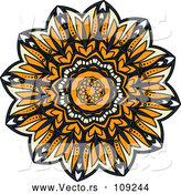 Vector of Navy Blue, Orange and Pastel Yellow Kaleidoscope Flower by Vector Tradition SM