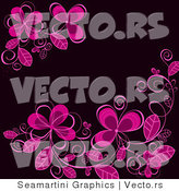 Vector of Neon Pink Flowers over Blackend Background by Vector Tradition SM