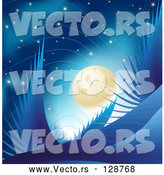 Vector of Night Scape with Blue Plants and Stars in the Moon Light by Tonis Pan