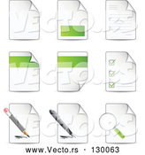 Vector of Nine Letters and Files with Check Lists, Magnifying Glasses, Pens and Pencils by Beboy