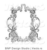 Vector of Old Black and White Victorian Blank Text Box Frame by BNP Design Studio