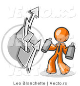 Vector of Orange Business Guy Spray Painting a Graffiti Dollar Sign on a Wall by Leo Blanchette