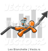 Vector of Orange Business Owner Guy Relaxing on an Increaswe Bar and Drinking, Finally Taking a Break by Leo Blanchette