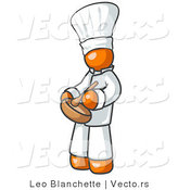 Vector of Orange Chef in Uniform and Chef's Hat, Stirring Ingredients in a Bowl by Leo Blanchette