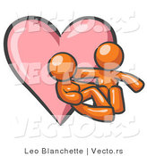 Vector of Orange Couple Embracing in Front of a Love Heart by Leo Blanchette