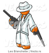 Vector of Orange Gangster Guy Carrying Guns by Leo Blanchette