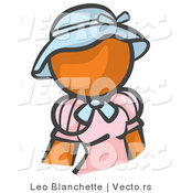 Vector of Orange Girl in a Pink Dress and Blue Hat by Leo Blanchette
