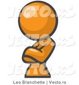 Vector of Orange Girl Leaning and Crossing Her Arms by Leo Blanchette