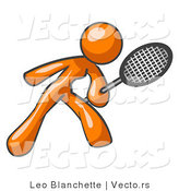 Vector of Orange Girl Playing Tennis by Leo Blanchette