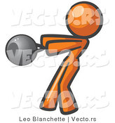 Vector of Orange Girl Working out with a Kettle Bell by Leo Blanchette