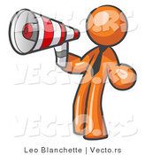 Vector of Orange Guy Announcing with a Megaphone by Leo Blanchette