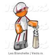 Vector of Orange Guy Baseball Player with a Bat by Leo Blanchette