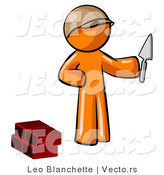Vector of Orange Guy Brick Layer Holding a Trowel by Leo Blanchette