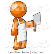 Vector of Orange Guy Butcher Holding a Meat Cleaver Knife by Leo Blanchette