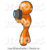 Vector of Orange Guy Character Tourist or Photographer Taking Pictures with a Camera by Leo Blanchette