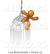 Vector of Orange Guy Climbing to the Top of a Skyscraper Tower like King Kong, Success, Achievement by Leo Blanchette