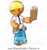 Vector of Orange Guy Construction Site Supervisor Holding a Clipboard by Leo Blanchette