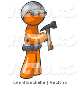 Vector of Orange Guy Contractor Hammering by Leo Blanchette