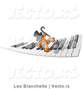 Vector of Orange Guy Dancing and Walking on a Piano Keyboard by Leo Blanchette