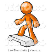 Vector of Orange Guy Doing Step Ups on an Aerobics Platform by Leo Blanchette