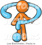 Vector of Orange Guy Draped in a Blue Question Mark by Leo Blanchette