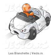 Vector of Orange Guy Driving a Convertible Car by Leo Blanchette