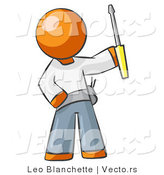 Vector of Orange Guy Electrician Holding a Screwdriver by Leo Blanchette