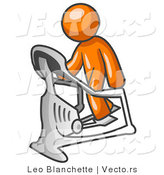Vector of Orange Guy Exercising on a Stair Climber During a Cardio Workout in a Fitness Gym by Leo Blanchette