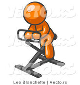 Vector of Orange Guy Exercising on Stationary Bicycle by Leo Blanchette
