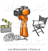 Vector of Orange Guy Filming a Movie Scene with a Video Camera in a Studio by Leo Blanchette