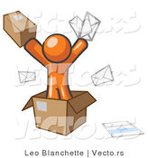 Vector of Orange Guy Going Postal with Parcels and Mail by Leo Blanchette