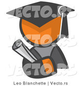 Vector of Orange Guy Graduate Holding a Diploma by Leo Blanchette