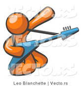 Vector of Orange Guy Guitarist Musician Playing on His Knees by Leo Blanchette