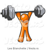 Vector of Orange Guy Holding a Barbel Above His Head by Leo Blanchette