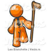 Vector of Orange Guy Holding a Cane by Leo Blanchette