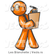 Vector of Orange Guy Holding a Clipboard While Reviewing Employess by Leo Blanchette