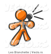 Vector of Orange Guy Holding a Megaphone and Making an Announcement by Leo Blanchette