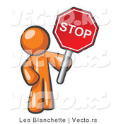 Vector of Orange Guy Holding a Red Stop Sign by Leo Blanchette