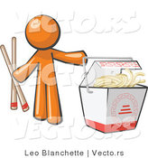 Vector of Orange Guy Holding Chopsticks by a Chinese Takeout Container by Leo Blanchette