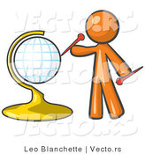 Vector of Orange Guy Inserting Pins on a Globe by Leo Blanchette