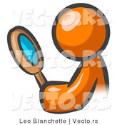 Vector of Orange Guy Inspecting with a Magnifying Glass by Leo Blanchette