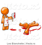 Vector of Orange Guy Killer Holding a Cleaver Knife over a Bloody Body by Leo Blanchette
