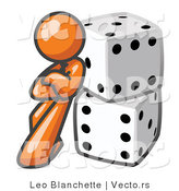 Vector of Orange Guy Leaning Against 2 Dice by Leo Blanchette