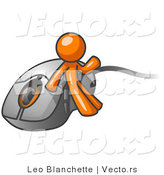 Vector of Orange Guy Leaning Against a Computer Mouse by Leo Blanchette