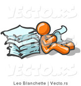 Vector of Orange Guy Leaning Against a Stack of Papers by Leo Blanchette