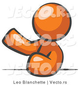 Vector of Orange Guy Leaning an Elbow on a Table and Gesturing with One Hand During a Meeting by Leo Blanchette