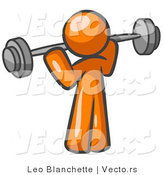 Vector of Orange Guy Lifting Barbell Weights by Leo Blanchette
